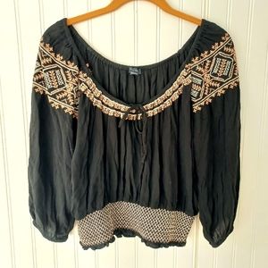 American Eagle Smocked waist peasant top